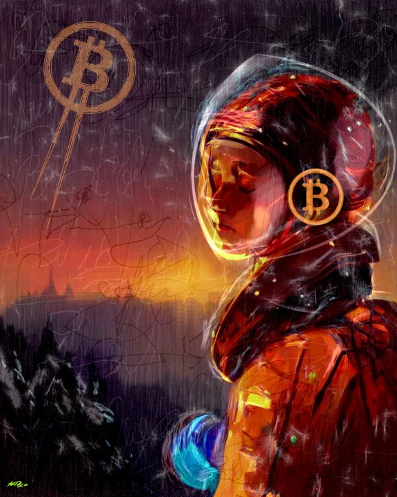 Click to view in high resolution Astronaut in Orange and Purple Digital Art