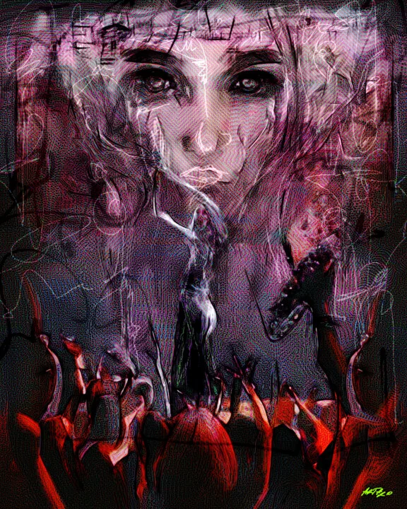 Click to view in high resolution Magenta Flames Portrait