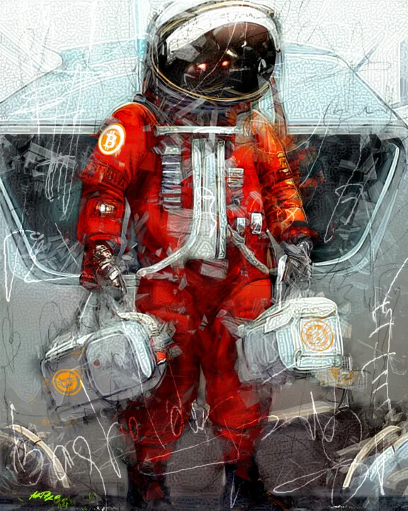 Click to view in high resolution Vibrant Red Astronaut Digital Creation