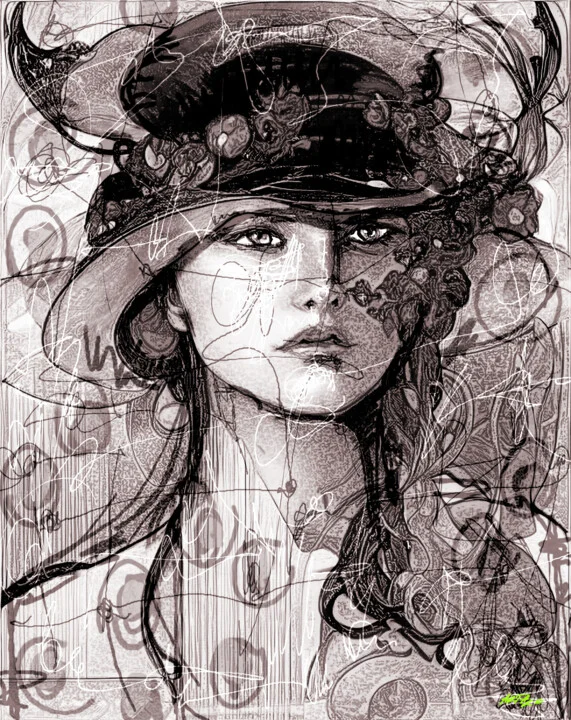 Click to view in high resolution Muted Brown Woman in Hat Portrait
