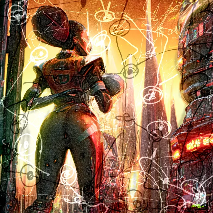 Click to view in high resolution Futuristic Woman in Metallic Hues