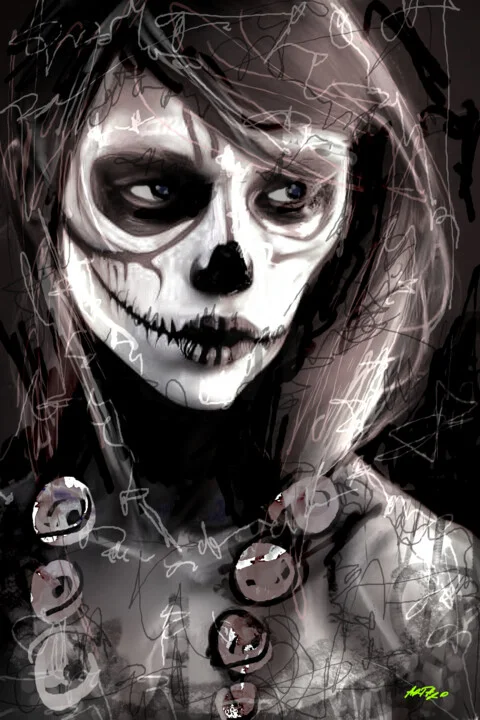 Click to view in high resolution Monochrome Skull Woman Portrait