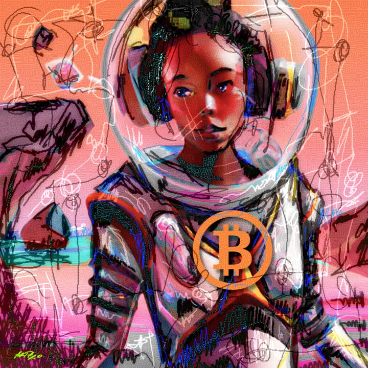 Click to view in high resolution Vibrant Orange Cosmic Girl Digital Art