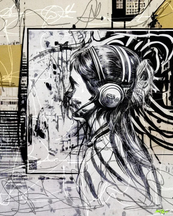 Click to view in high resolution Black and Gold Profile Portrait