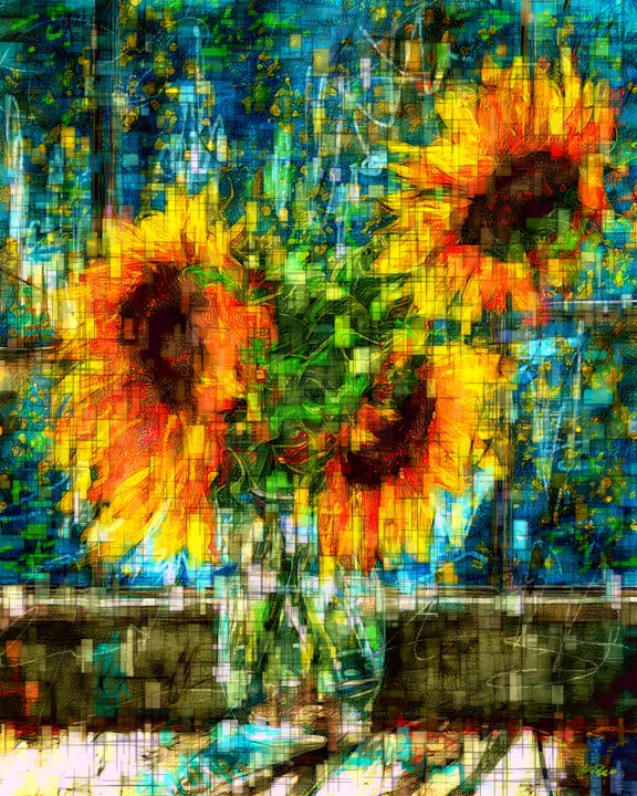 Click to view in high resolution Golden Sunflower Bouquet Digital Art