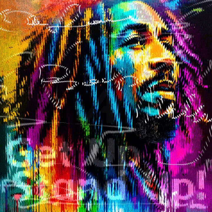 Click to view in high resolution Magenta and Turquoise Bob Marley Digital Art