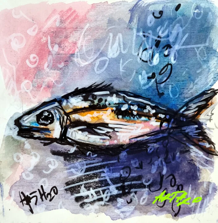 Shimmering Blue Fish in Watercolor