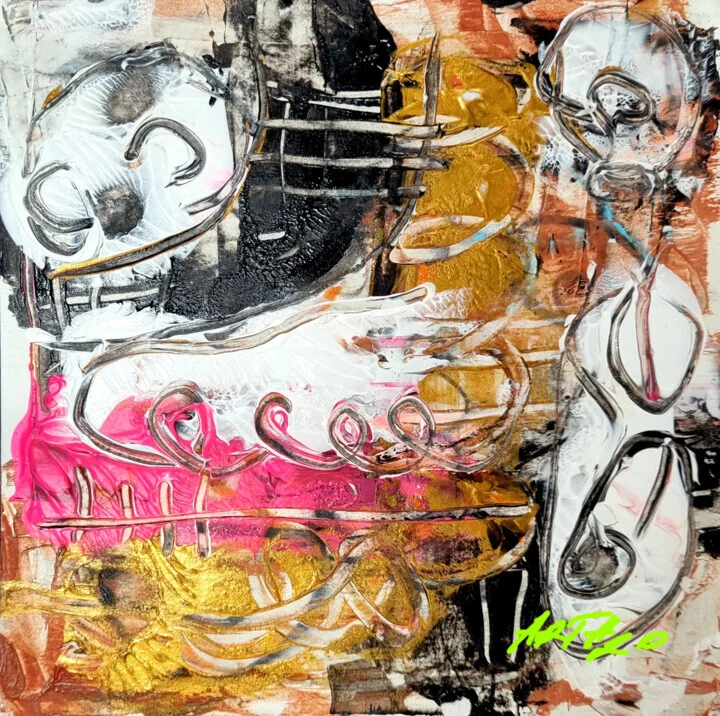 Vivid Hot Pink and Gold Abstract