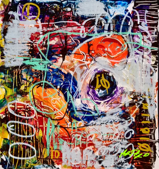 Orange and Purple Abstract on Paper