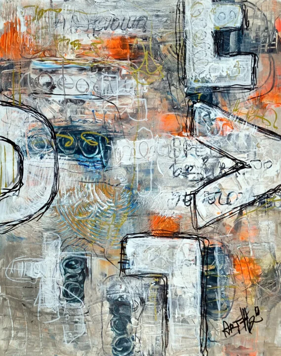 Vibrant Orange and Grey Urban Canvas