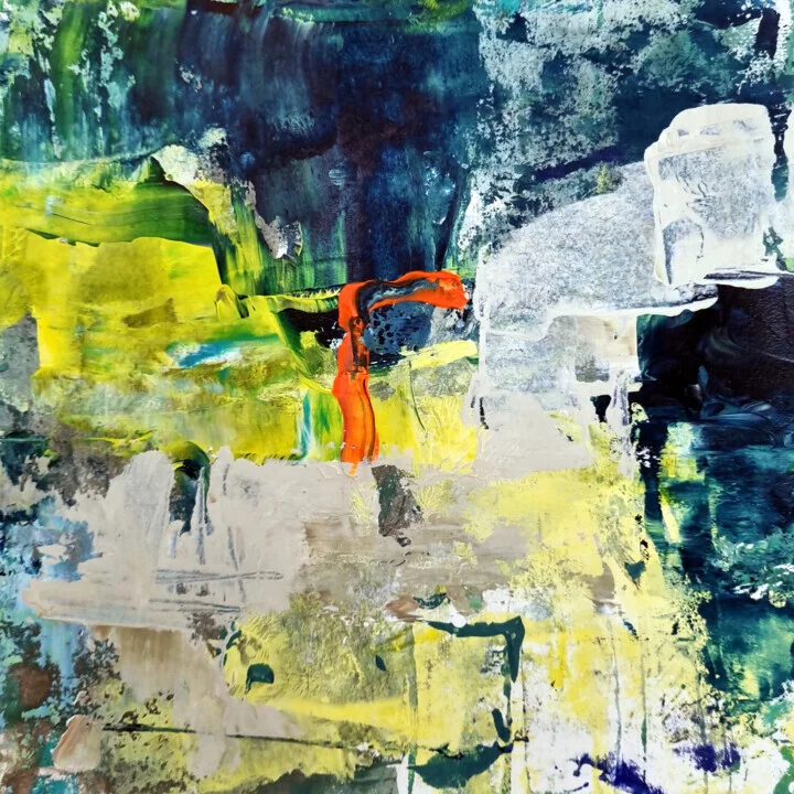 Lively Green and Yellow Acrylic Abstract