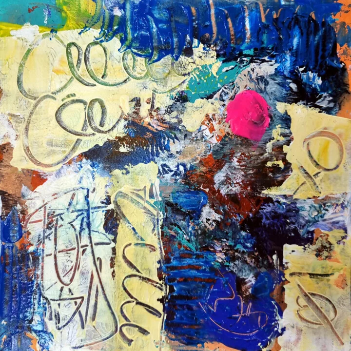 Click to view in high resolution Energetic Blue and Yellow Acrylic Composition