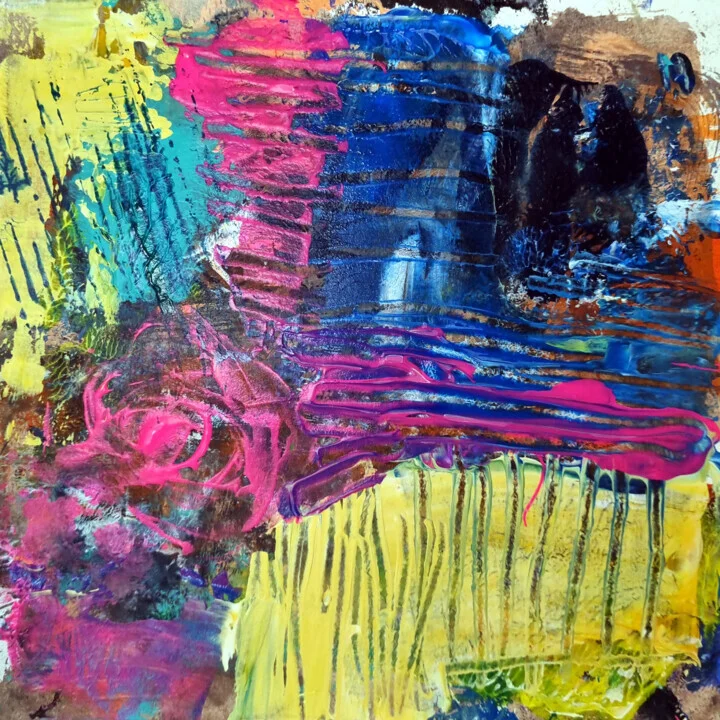 Vivid Pink and Yellow Acrylic Abstraction