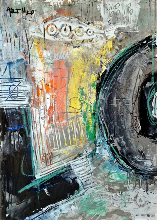 Vibrant Yellow Abstract Acrylic on Paper