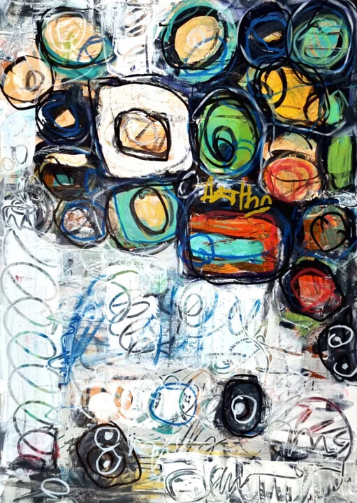 Emerald and Burnt Sienna Circular Composition