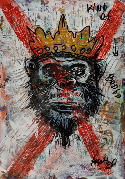 Energetic Acrylic Monkey Portrait