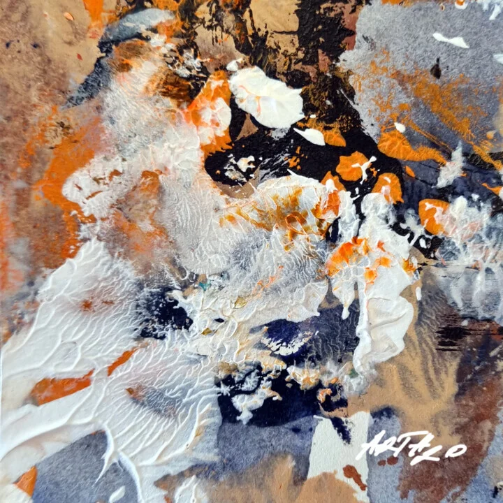 Burnt Orange and Navy Abstract on Paper