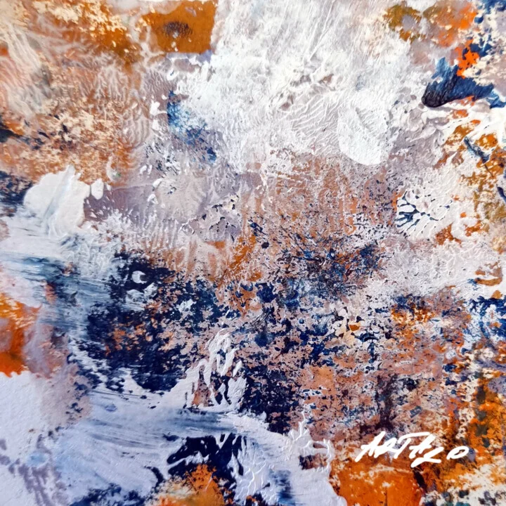 Navy and Burnt Orange Swirls on Paper