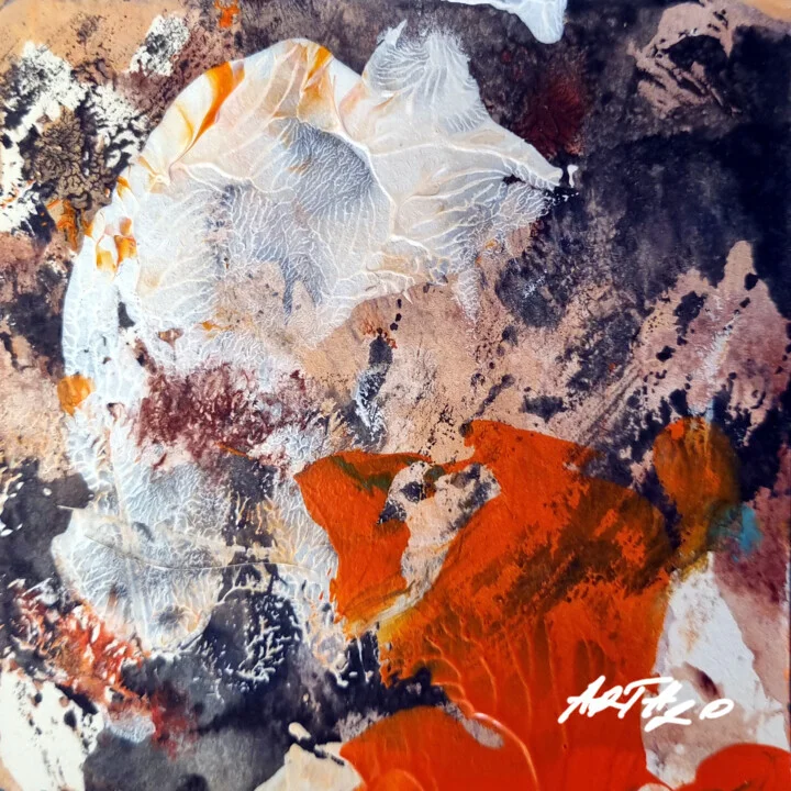 Burnt Orange and White Acrylic on Paper