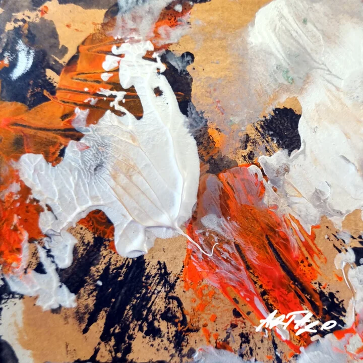 Crimson and White Acrylic on Paper