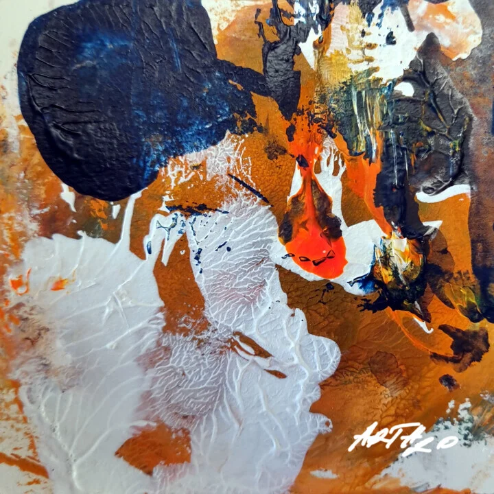 Burnt Orange Swirls on Paper