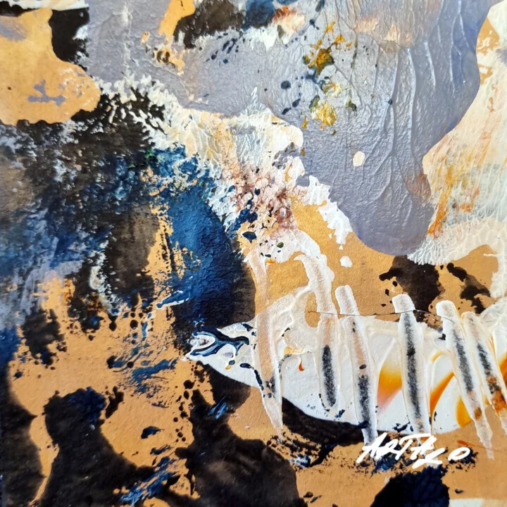 Burnt Sienna and Soft Grey Abstract on Paper