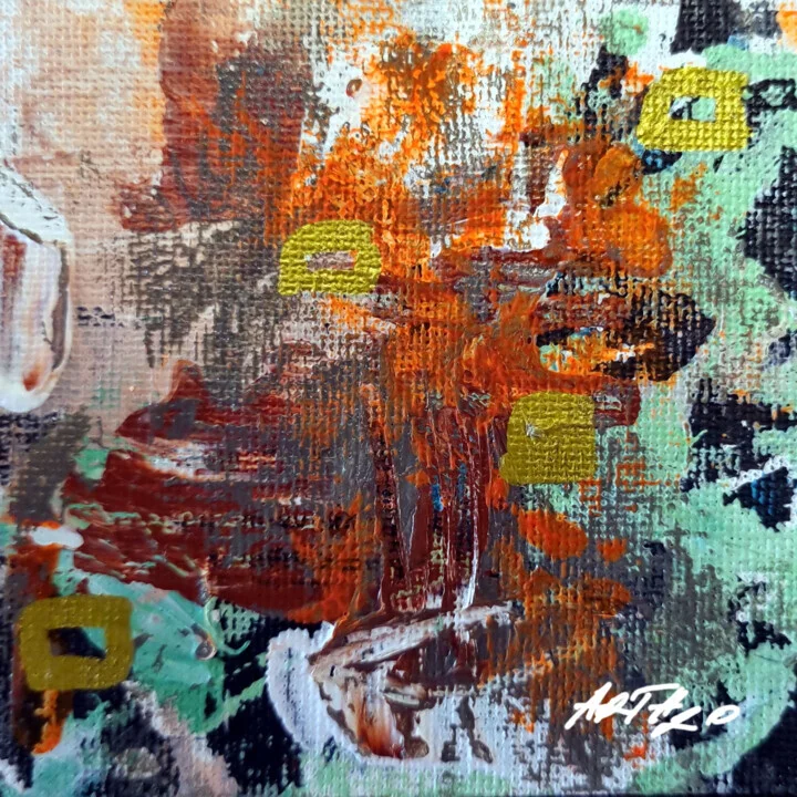 Click to view in high resolution Burnt Orange and Green Acrylic Abstract