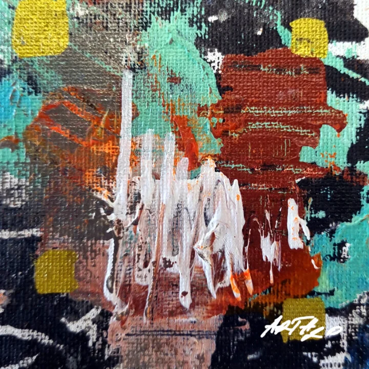 Click to view in high resolution Turquoise and Burnt Sienna Abstract on Paper