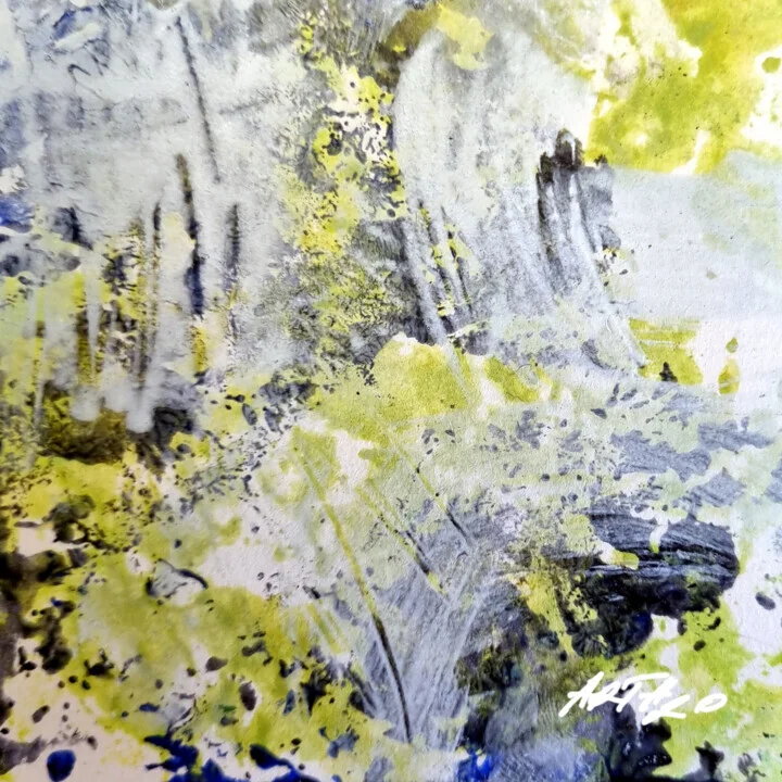 Lime Green Watercolor Energy on Paper