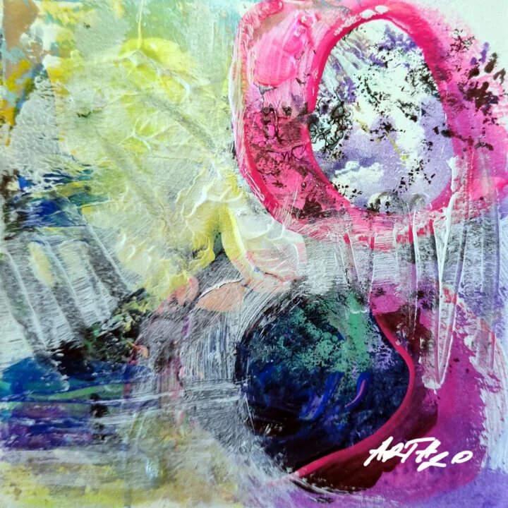 Click to view in high resolution Magenta and Yellow Abstract on Paper