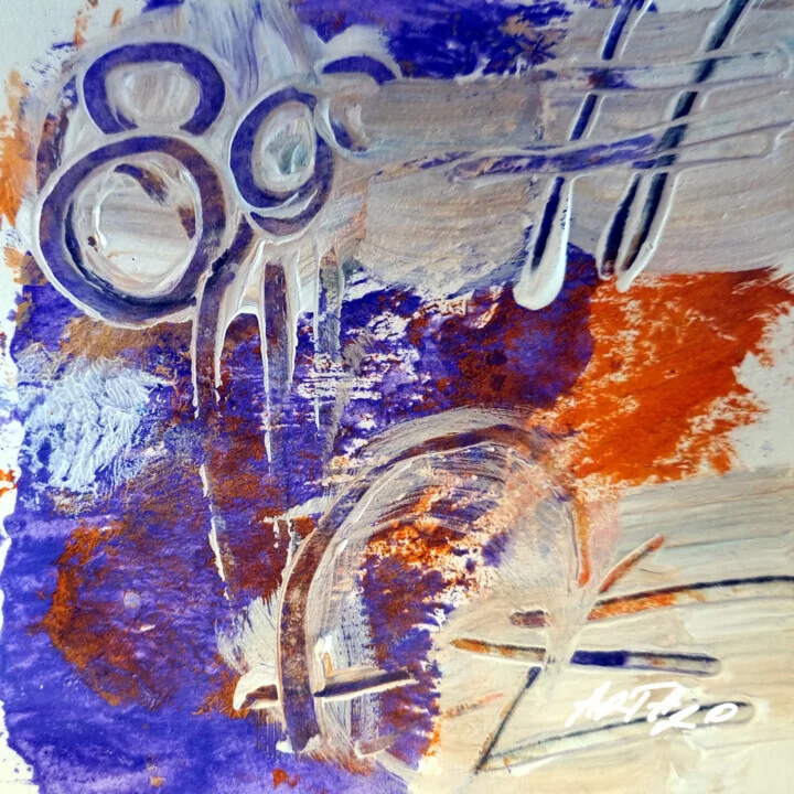 Click to view in high resolution Violet and Orange Abstract on Paper