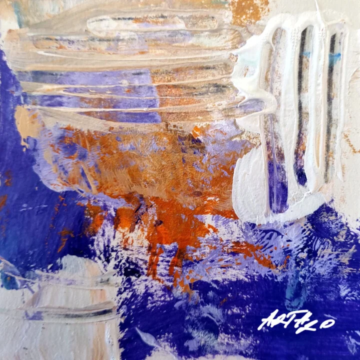 Click to view in high resolution Vivid Purple and Orange Acrylic on Paper