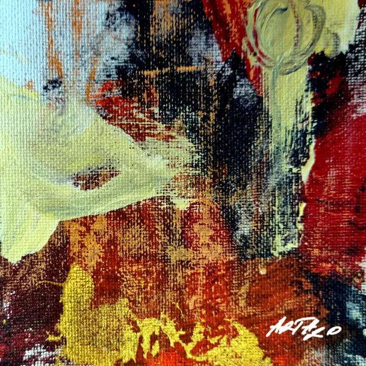 Crimson and Sunshine Abstract on Paper