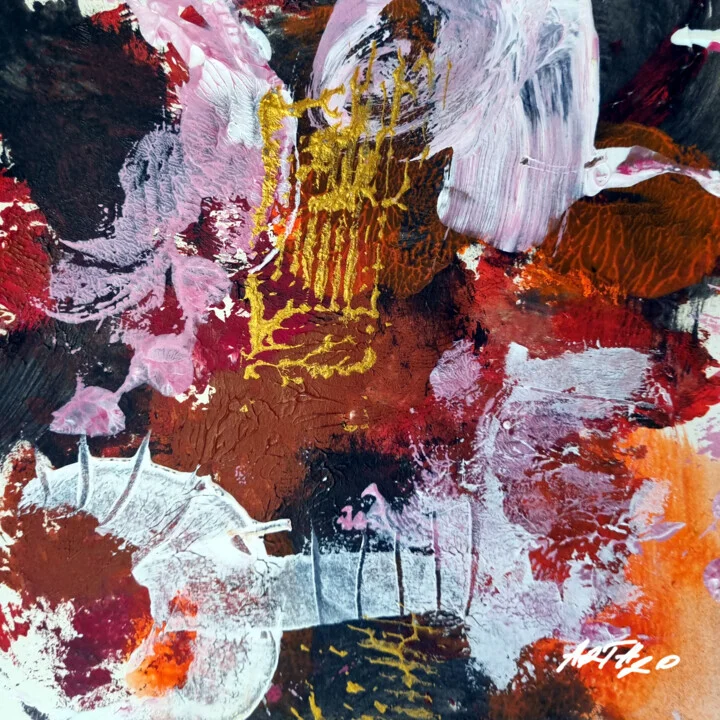 Click to view in high resolution Crimson and Gold Acrylic Abstract