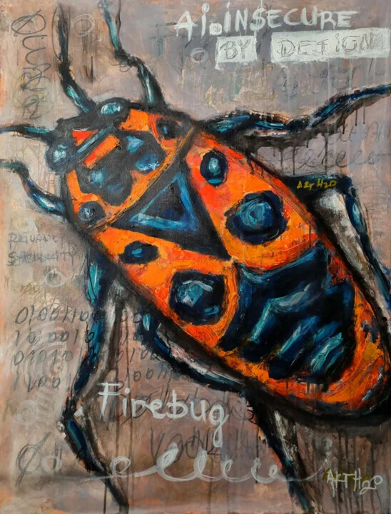 Fiery Orange Beetle on Textured Canvas