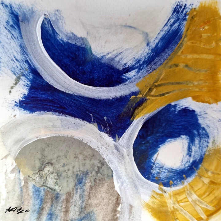 Deep Blue and Gold Acrylic Abstract