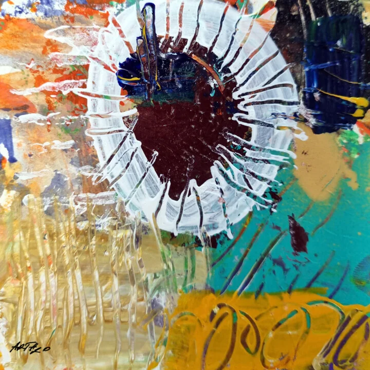 Electric Cerulean and Burgundy Abstract