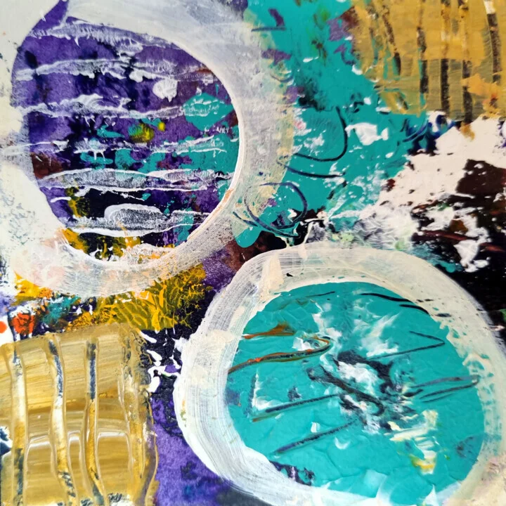 Teal and Gold Swirls on Paper