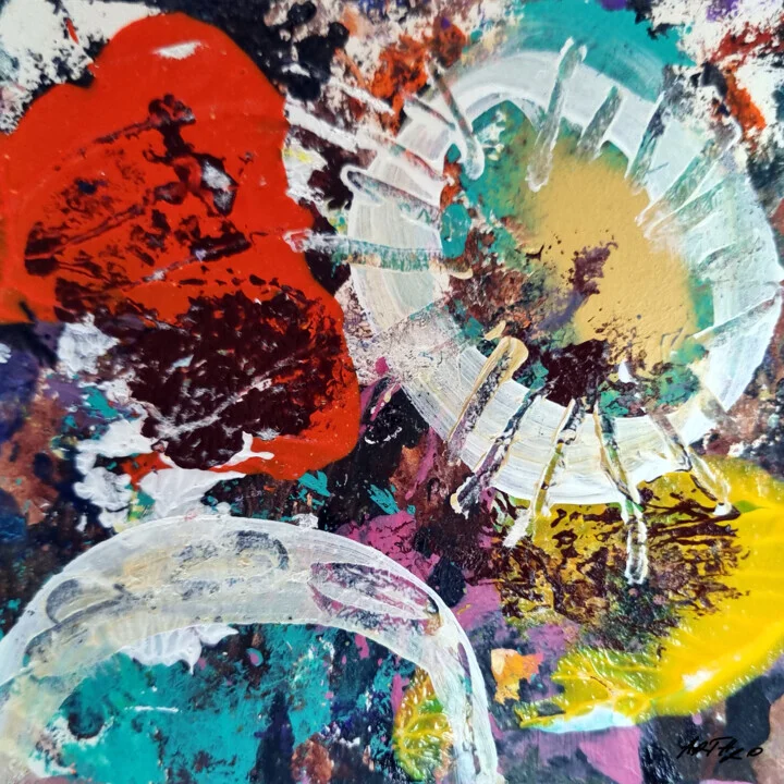 Crimson and Yellow Abstract on Paper