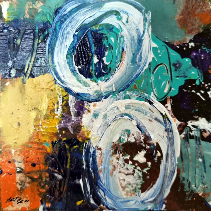 Turquoise and Emerald Circular Abstraction