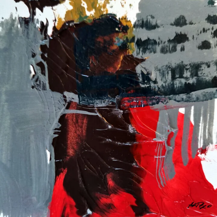 Cerulean and Crimson Acrylic on Paper