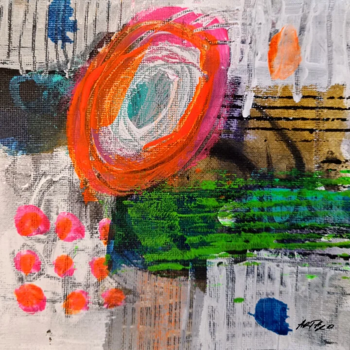 Neon Orange and Grey Abstract Canvas