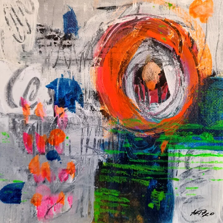 Vivid Orange and Deep Blue Abstract