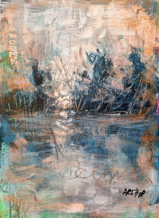 Deep Blue and Soft Green Lake Reflection