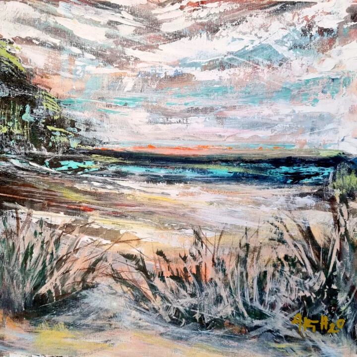 Turquoise and Earthy Impressionist Landscape