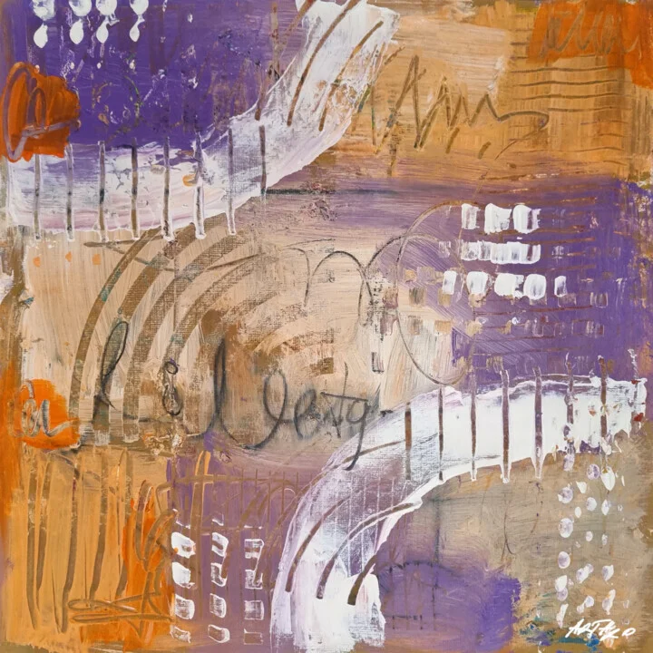 Deep Purple and Burnt Orange Acrylic on Paper
