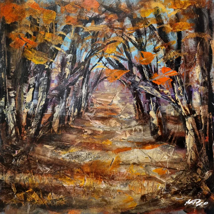 Burnt Orange Forest Path in Acrylic