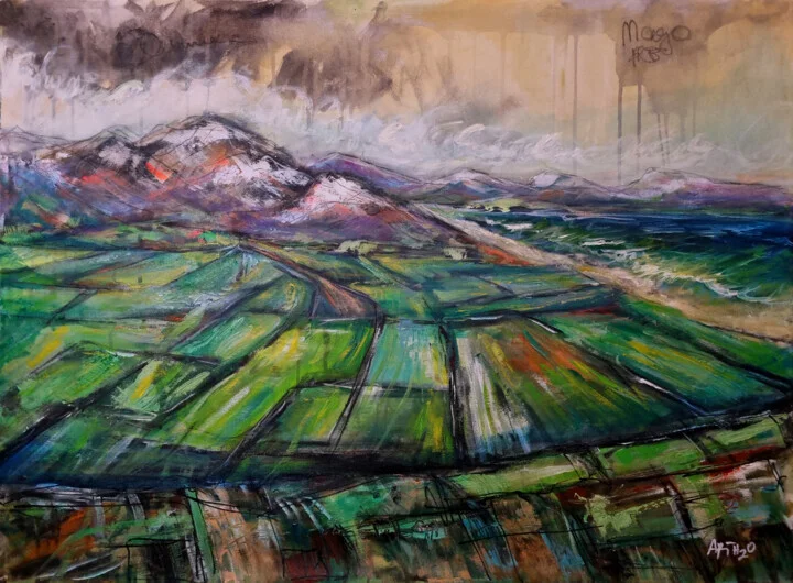 Vibrant Green Acrylic Landscape from Mayo