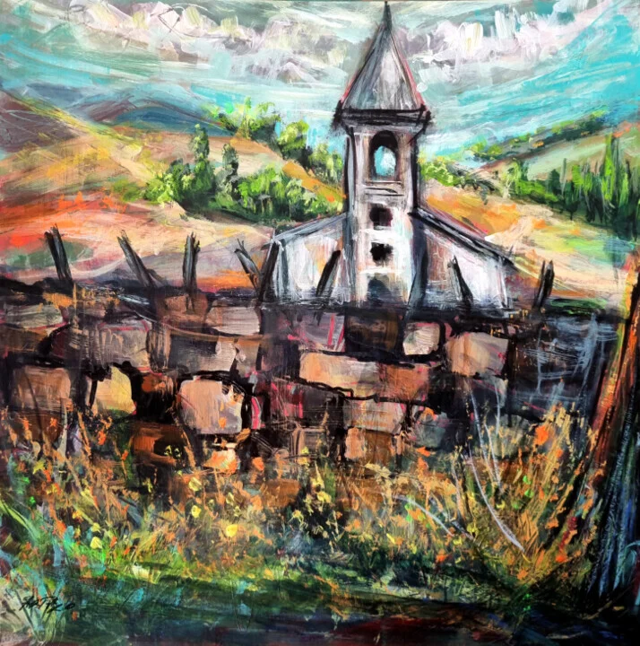 Lively Green Landscape with Church in Hungary