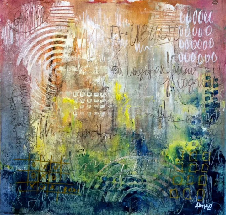 Ochre and Green Harmony on Paper
